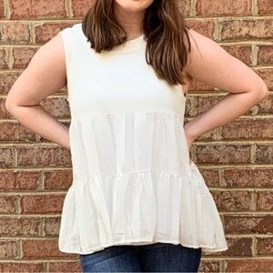Sleeveless Cream Peplum Top